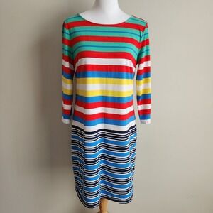 Vintage TOMMY HILFIGER Dress Womens Medium Horizontal Stripe Dopamine Beachy Y2K